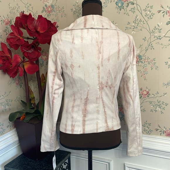NWT Blank NYC Hippie Dippe Cream Pink Faux Suede Full Zip Short Jacket S - Picture 5 of 7